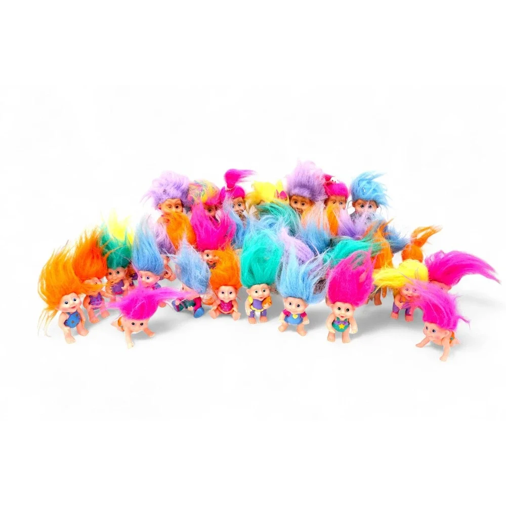 Lot of 25 Small Troll Dolls with Brightly Colored Hair Toy Figurines for‎ Kids